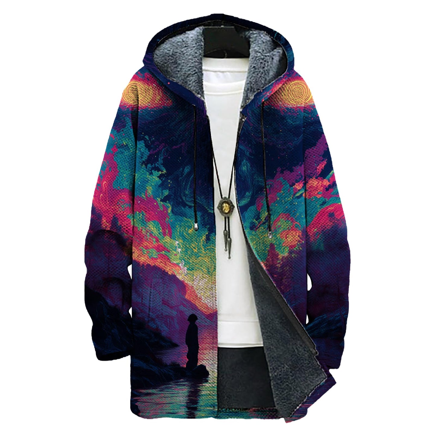 domirica Mens Hooded Cardigan Japanese Art Zip Up Long Sleeve Sweater Hoodie Dragon Print Coat with Pockets