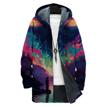 domirica Mens Hooded Cardigan Japanese Art Zip Up Long Sleeve Sweater Hoodie Dragon Print Coat with Pockets