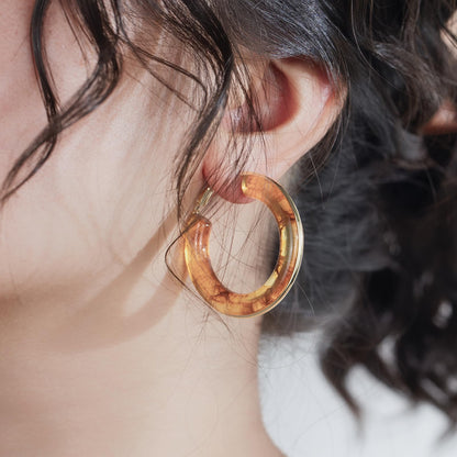Chunky Gold Resin Hoop Earrings Leverback Statement Huggie Hoops Dangle Drop Dressy Earring Prom Festival Vacation Jewelry for Women