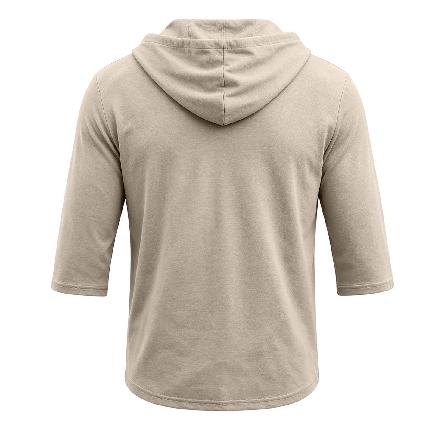 Mens Hooded 3/4 Sleeve Pullover Relaxed Fit Casual Lightweight Comfort Top
