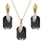 Navachi 18k Gold Plated Crystal Multicolor Square Shape Zircon Dangle Earrings And Neckalce Pendant Az4020-1 Jewelry set