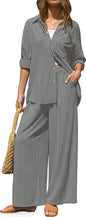 TARSE Womens Linen 2 Piece Outfits Casual Lounge Sets | Long Sleeve, Button Down Shirt and Wide Leg Pants, loose fit linen, vacation outfits with Pockets