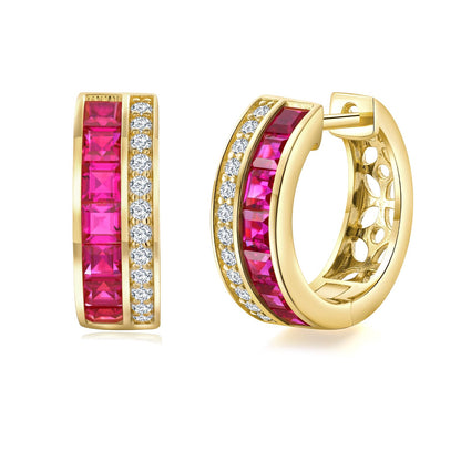 Channel Set Small Huggie Hoop Earrings Sterling Silver or 14K Gold Color,Lightweight Hypoallergenic CZ Diamond Chunky Hoop Earrings for Women