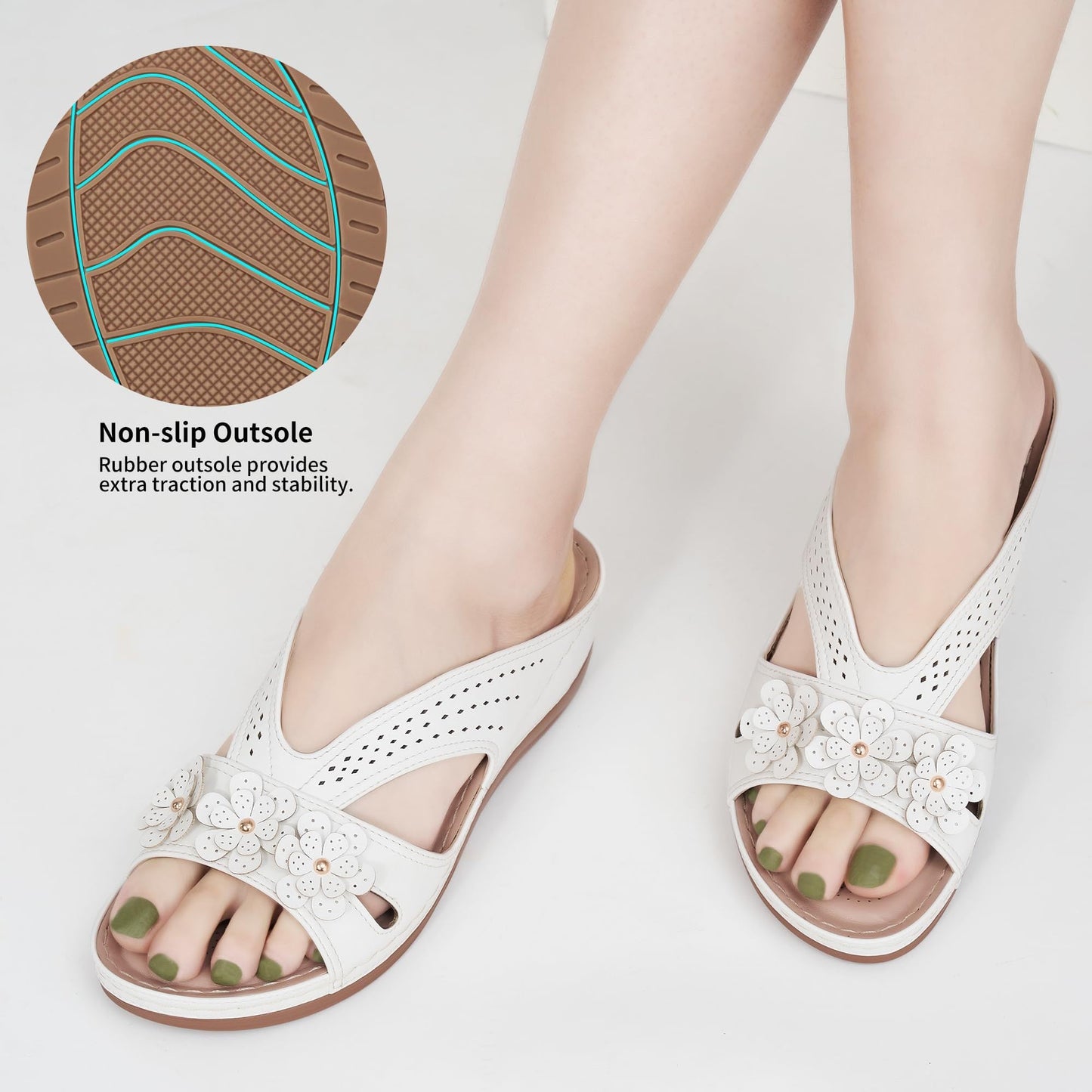 Sandals for Women Wedge Shoes: Slip On Dressy Summer Comfortable Slides Sandals 2026 Casual Memory Foam Platform Shoes