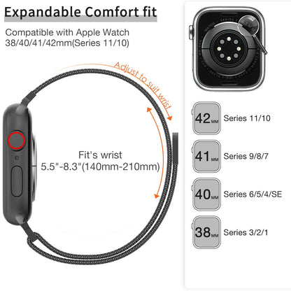 MARGE PLUS Slim Milanese Loop Compatible with Apple Watch Band for women 41mm 40mm 38mm 42mm 46mm 45mm 44mm, Stainless Steel Magnetic Mesh Strap work on iWatch Series 11 10 9 8 7 6 5 4 3 & SE 3 2 1