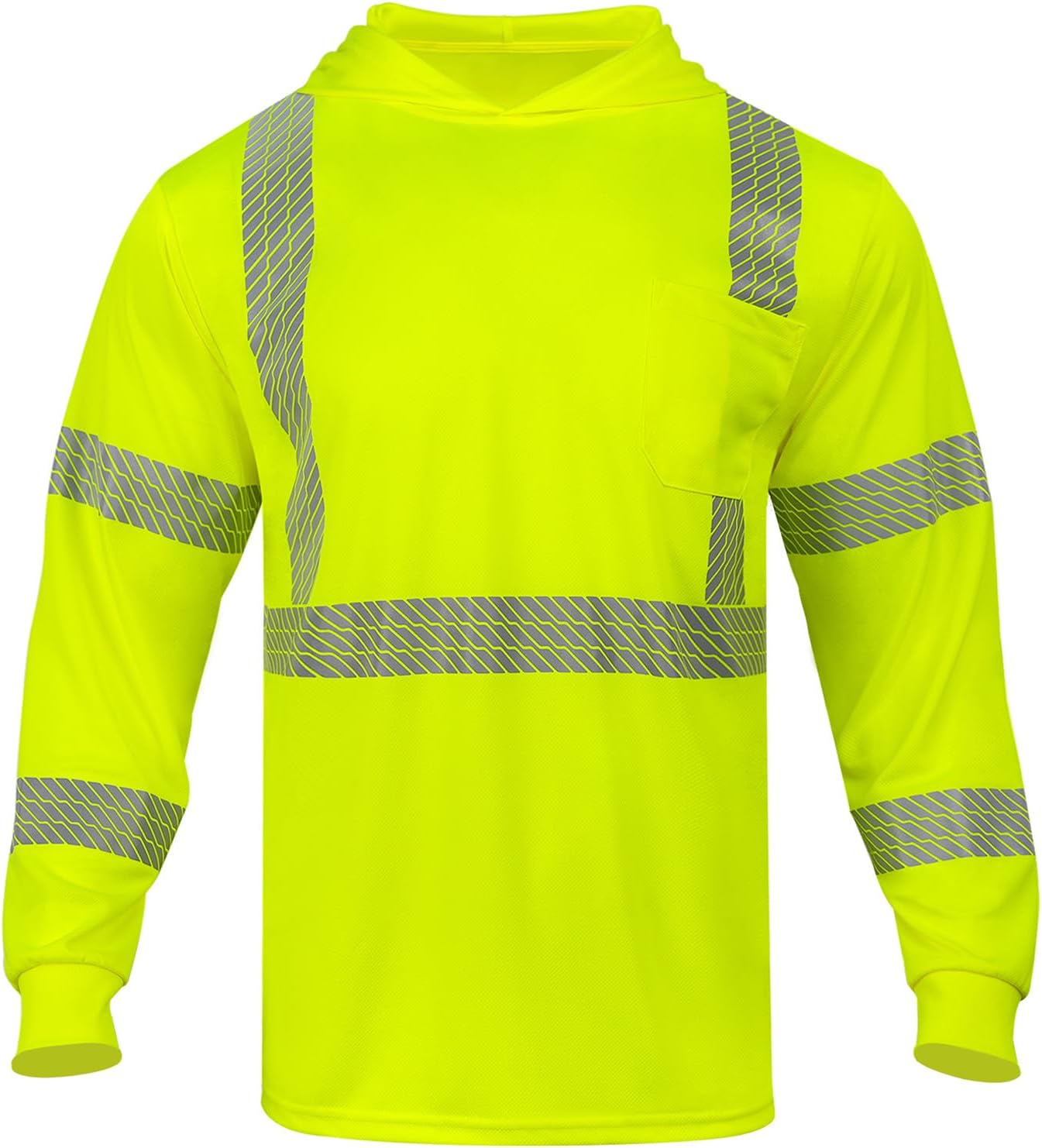 High Visibility Hoodies for Men,Safety Reflective Long Sleeve ANSI Class 3 Hi Vis Construction Work Shirts with Hood