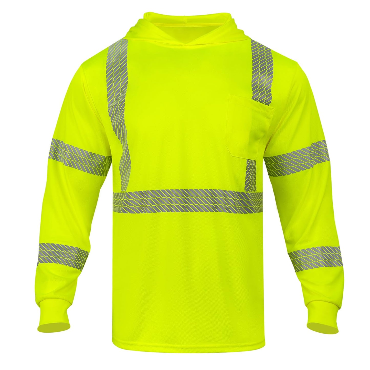 High Visibility Hoodies for Men,Safety Reflective Long Sleeve ANSI Class 3 Hi Vis Construction Work Shirts with Hood