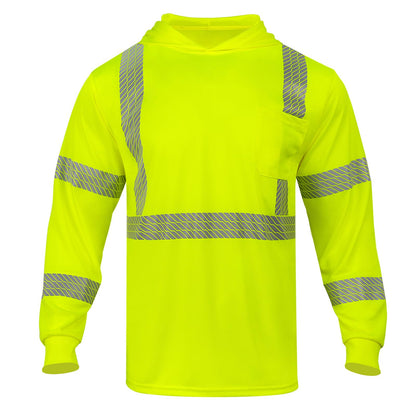 High Visibility Hoodies for Men,Safety Reflective Long Sleeve ANSI Class 3 Hi Vis Construction Work Shirts with Hood