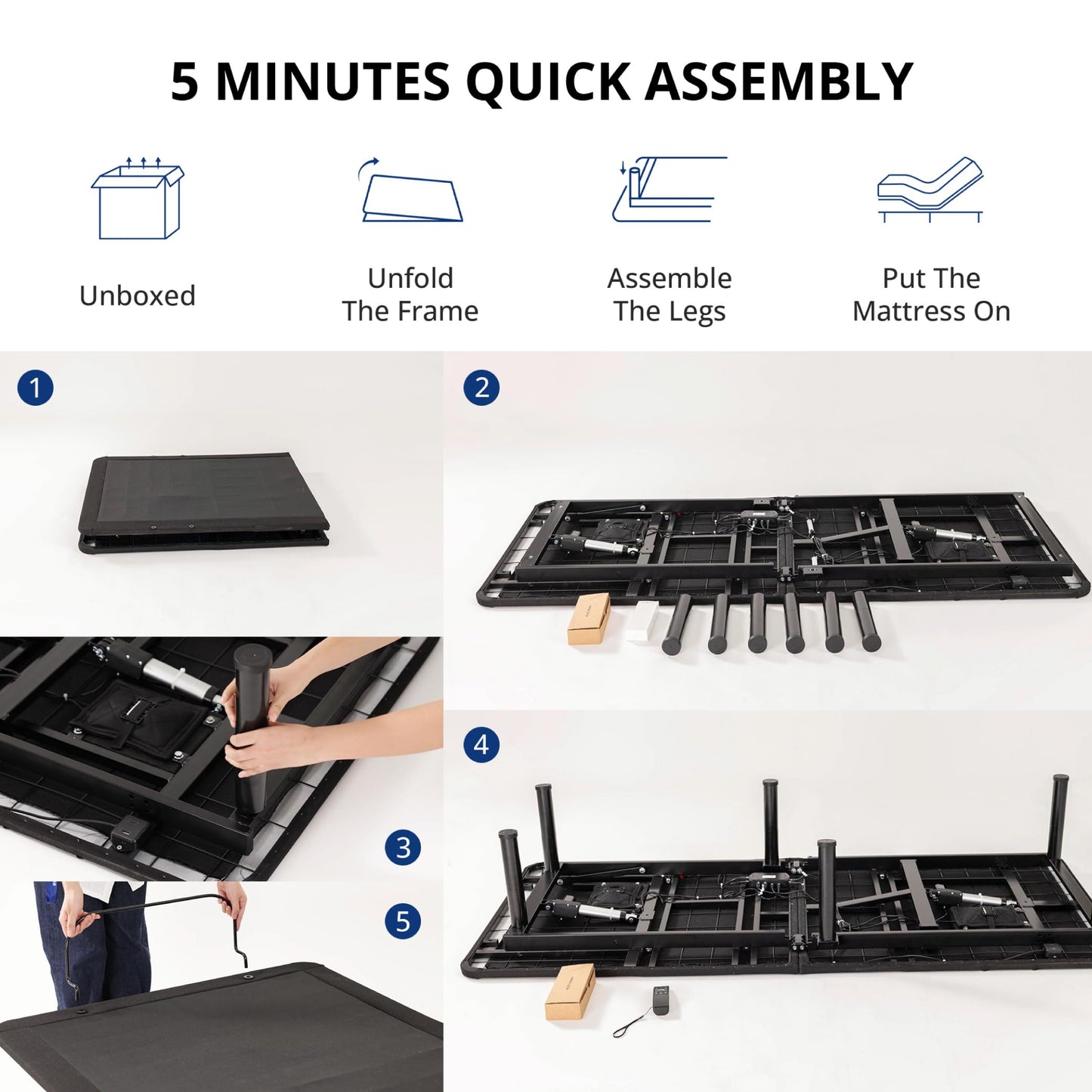 Dyonery Twin XL Adjustable Bed Base Frame with Wireless Remote + 12 Inch Twin XL Gel Memory Foam Mattress Bed in a Box, Head and Foot Incline, Zero Gravity, Fiberglass Free, 80" × 38"
