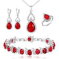 BriLove Wedding Jewelry Set for Women Bride Bridesmaid | Gorgeous Cubic Zirconia Teardrop Necklace Earrings Bracelet Adjustable Ring Jewelry Gift for Birthday/Anniversary