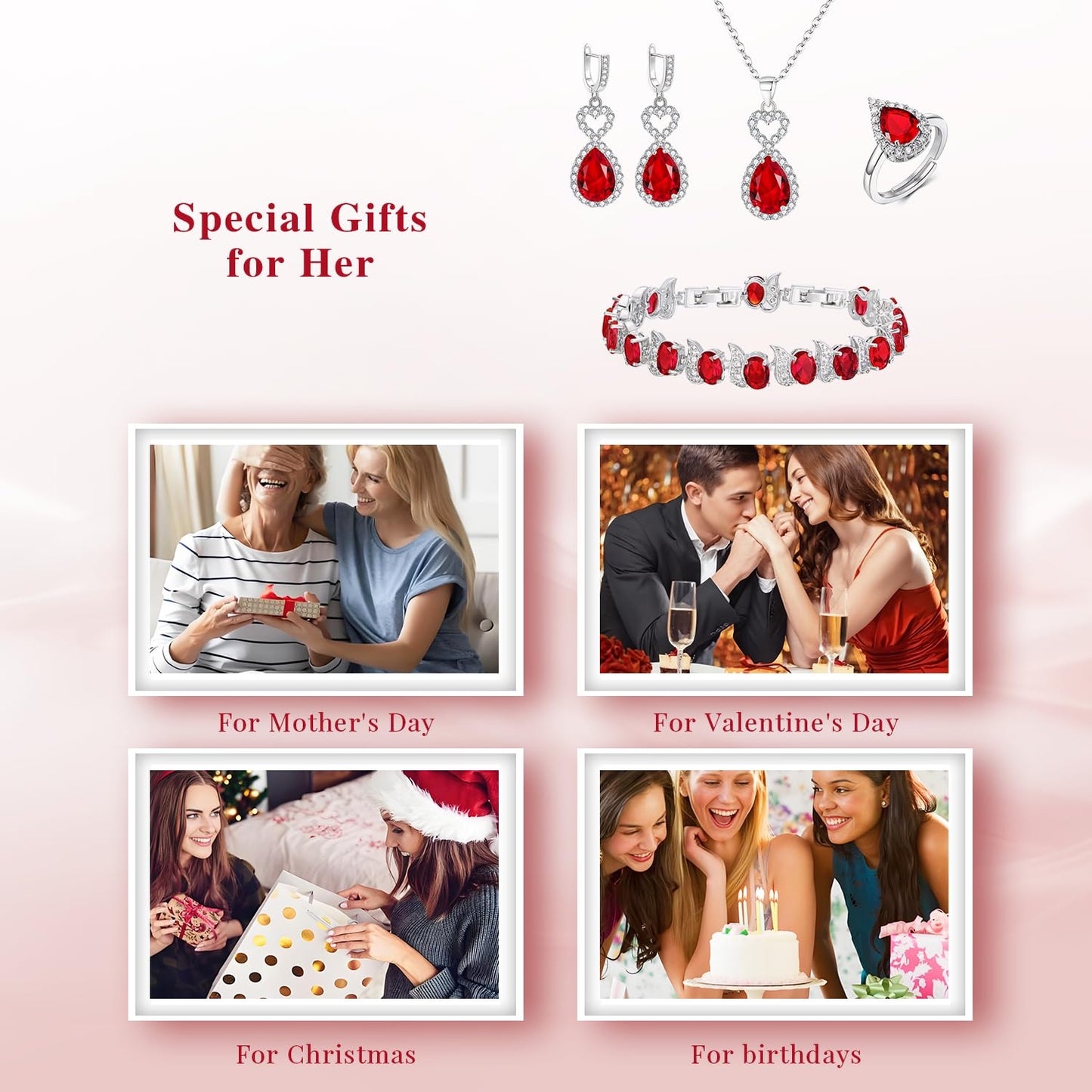 BriLove Wedding Jewelry Set for Women Bride Bridesmaid | Gorgeous Cubic Zirconia Teardrop Necklace Earrings Bracelet Adjustable Ring Jewelry Gift for Birthday/Anniversary