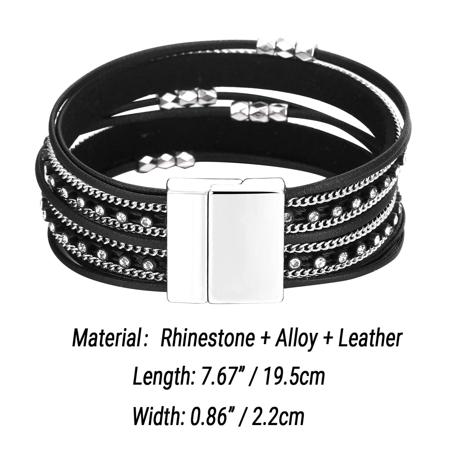 Fesciory Leather Wrap Bracelets for Women, Boho Western Layered Jewelry | Layered leather cuff bracelets, Easy on and off, Boho western style, Daily wear, Gift for women
