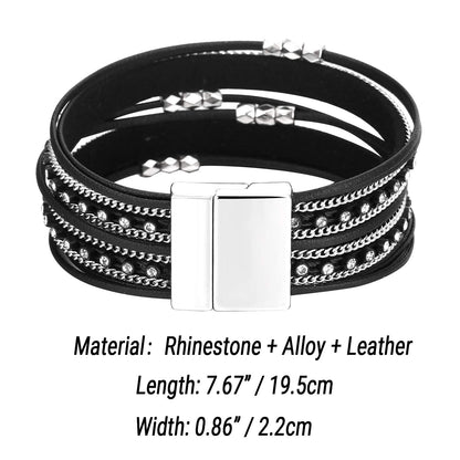 Fesciory Leather Wrap Bracelets for Women, Boho Western Layered Jewelry | Layered leather cuff bracelets, Easy on and off, Boho western style, Daily wear, Gift for women