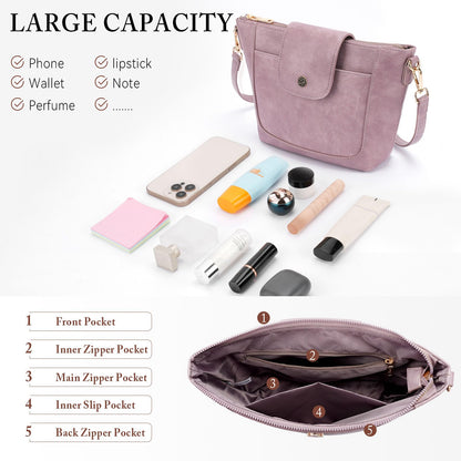Crossbody Purses for Women Vegan Leather Small Crossbody Bags with Adjustable Strap Lightweight Travel Shoulder Bag