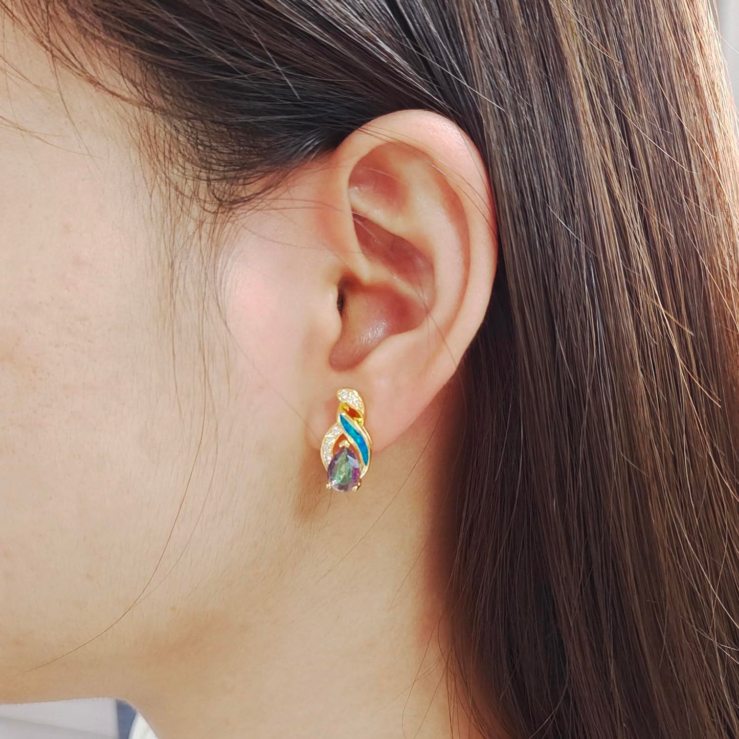 Jewelry Sets Australian Created Opal Necklace Earrings Jewelry for Mom
