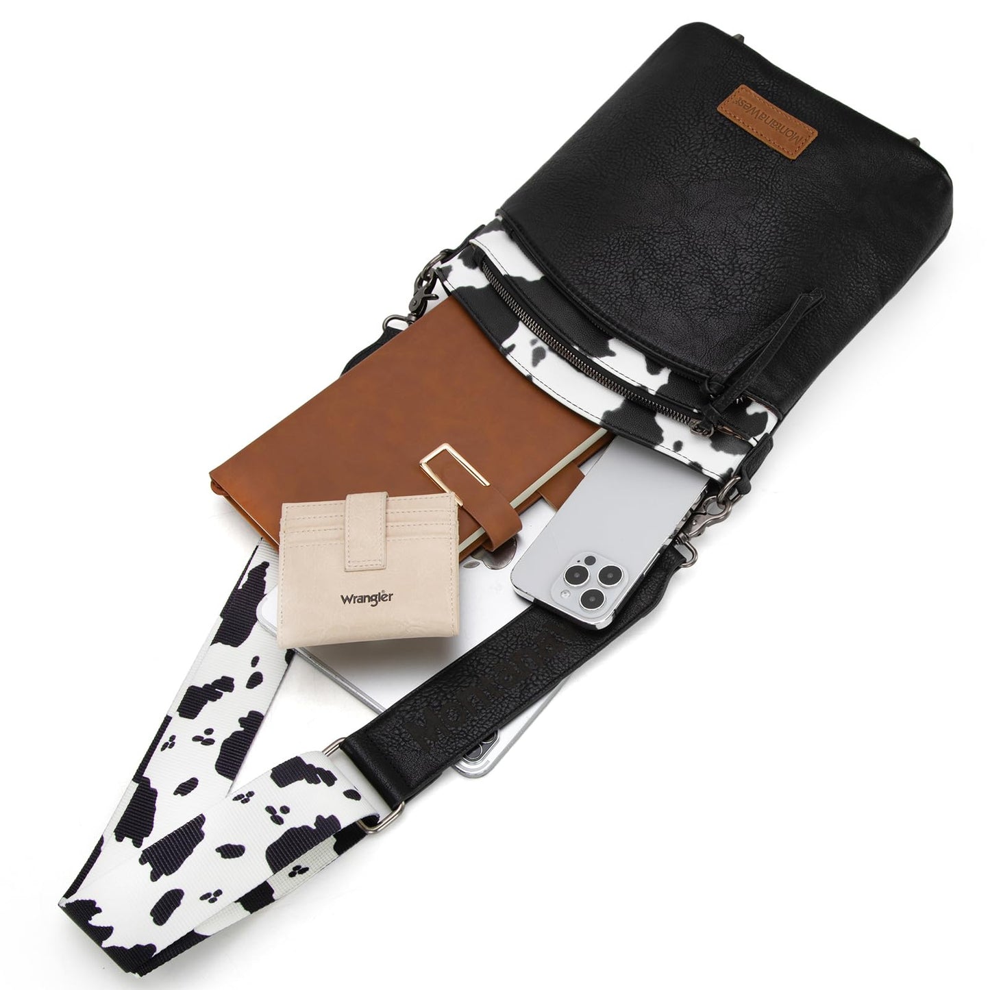 Montana West Multi Zip Pocket Crossbody Bag With Guitar Strap