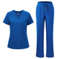 floralhue Scrubs for Women, V-Neck Straight Leg Pants with 12 Pockets | Slit Hem Cargo Pant Storage, Yoga Waistband, Water Resistance, For Nurses, Clinics, Long Shifts, Daily Medical Uniforms