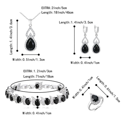 BriLove Wedding Jewelry Set for Women Bride Bridesmaid | Gorgeous Cubic Zirconia Teardrop Necklace Earrings Bracelet Adjustable Ring Jewelry Gift for Birthday/Anniversary