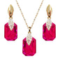 Navachi 18k Gold Plated Crystal Multicolor Square Shape Zircon Dangle Earrings And Neckalce Pendant Az4020-1 Jewelry set