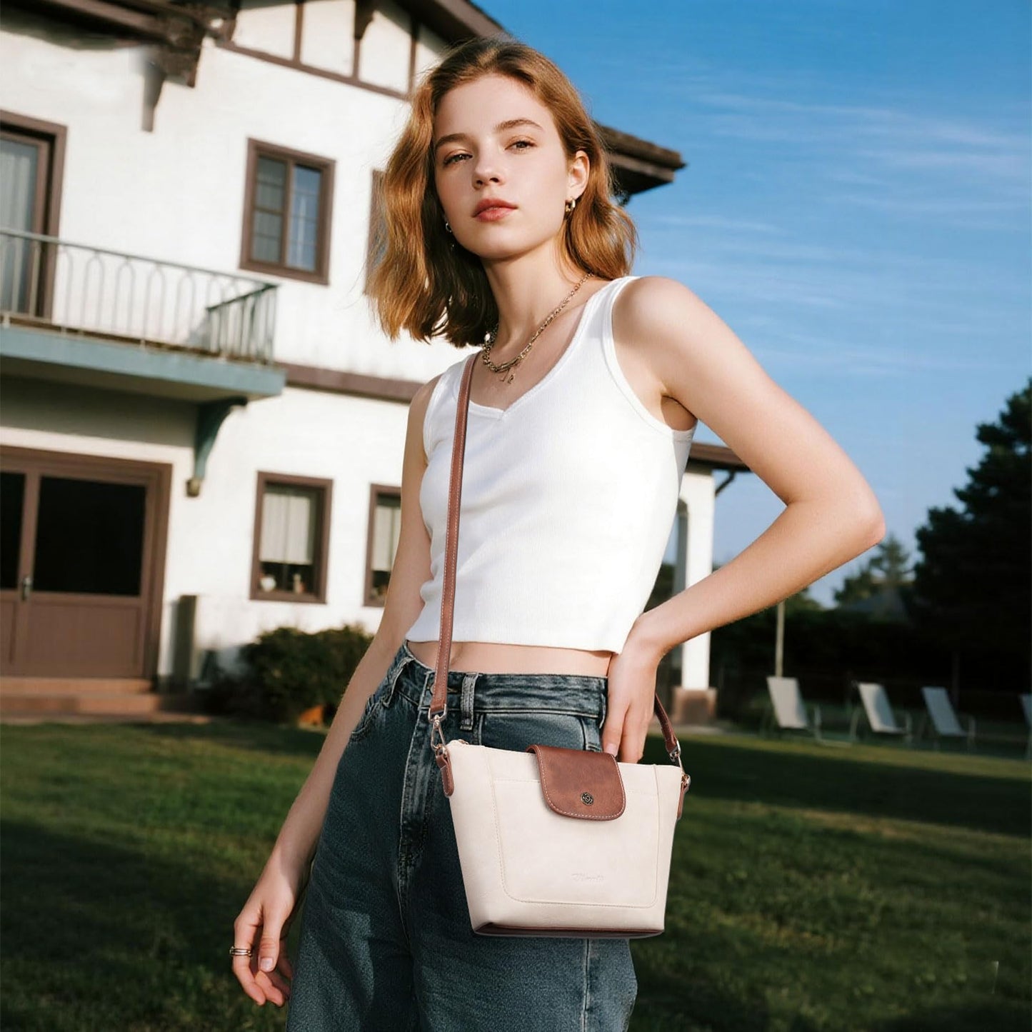 Crossbody Purses for Women Vegan Leather Small Crossbody Bags with Adjustable Strap Lightweight Travel Shoulder Bag
