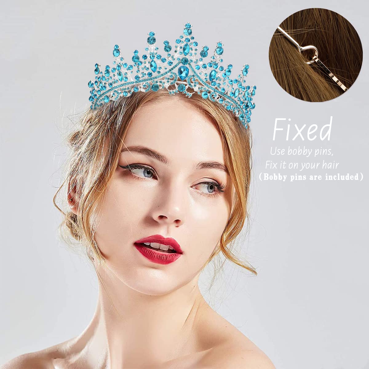 TOBATOBA Silver Wedding Crystal Tiaras and Crowns for Women, Bride Royal Queen Headband Princess Quinceanera Headpieces for Birthday Prom Pageant Party