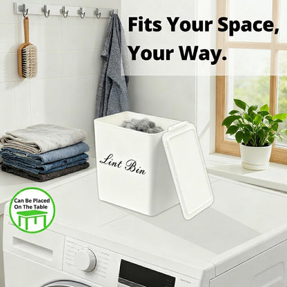 Artilife Magnetic Plastic Black Lint Bin with Lid for Laundry Room, 6 X 5 Inch Compact Wall Mount Lint Holder for Dryer, Small Black ABS Trash Can for Dryer Lint and Sheets