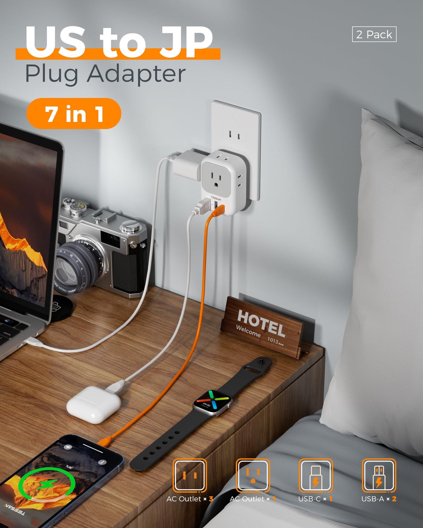 TESSAN 2 Pack European Travel Plug Adapter, Europe Power Converter