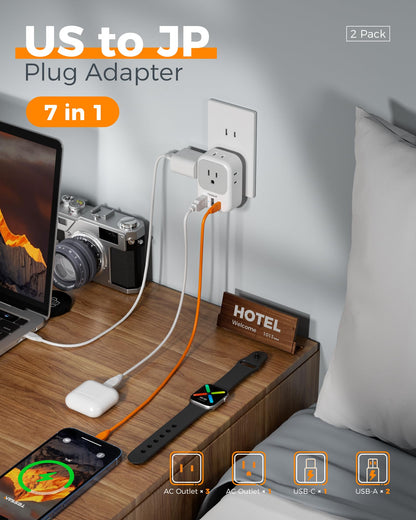 TESSAN 2 Pack European Travel Plug Adapter, Europe Power Converter
