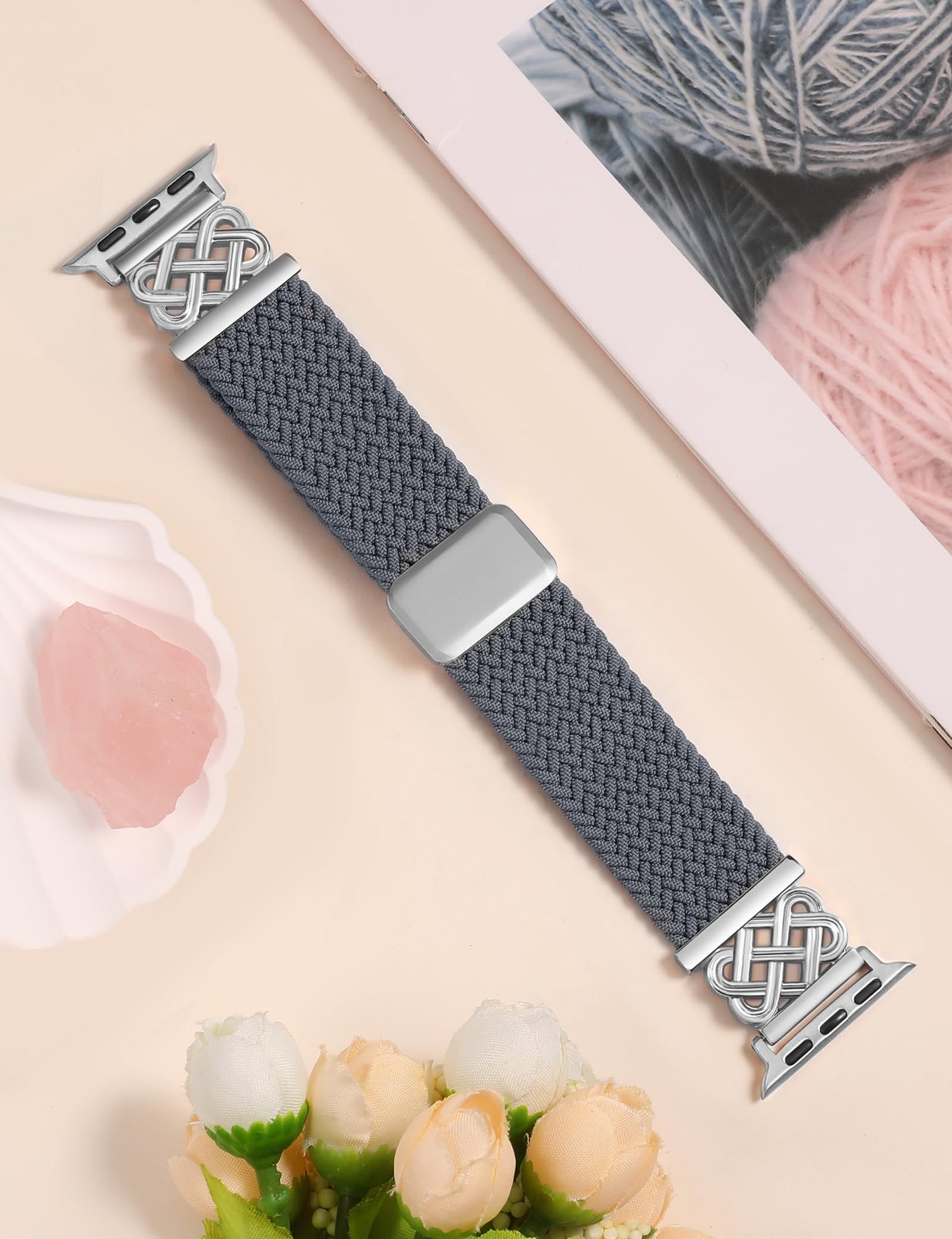 TOYOUTHS Braided Magnetic Band Compatible with Apple Watch Bands 38/40/41/42/44/45/46/49mm Women Men, Dressy Celtic Metal Stretchy Elastic Strap for iWatch Series 11 10 9 8 7 6 5 4 SE/Ultra 3 2 1
