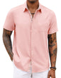 COOFANDY Men's Button Down Shirts Short Sleeve Casual Summer Beach Vacation Wedding Shirt with Pocket