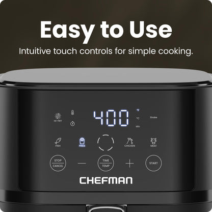 Chefman Air Fryer – 4 QT Compact Airfryer for Quick & Easy Meals, Features Hi-Fry Technology for Extra Crisp, Easy-View Window, Touch Controls with 4 Presets, Nonstick & Dishwasher Safe Basket - Black
