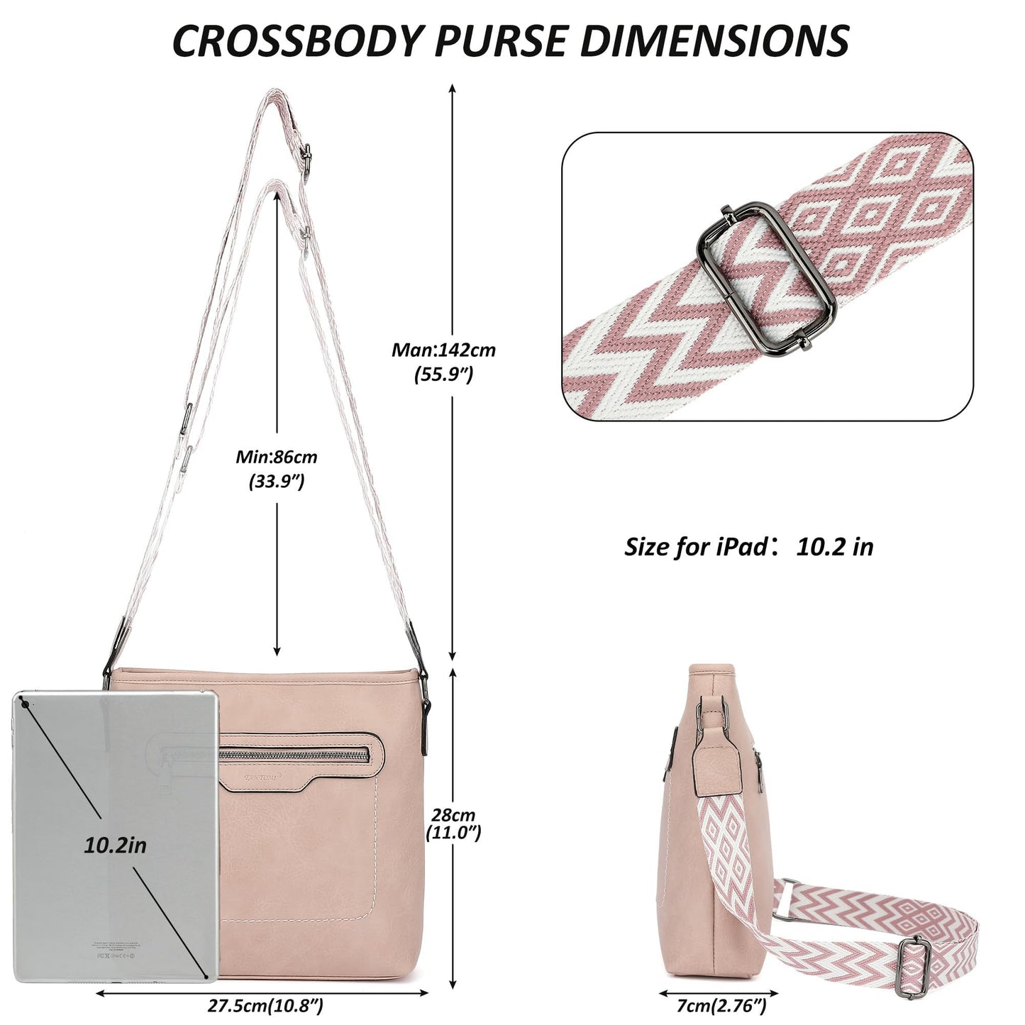 TANTOMI Crossbody Bags for Women Casual Crossbody Purses for Women Travel Shoulder Bag Handbags with Adjustable Strap