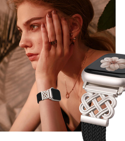 TOYOUTHS Braided Magnetic Band Compatible with Apple Watch Bands 38/40/41/42/44/45/46/49mm Women Men, Dressy Celtic Metal Stretchy Elastic Strap for iWatch Series 11 10 9 8 7 6 5 4 SE/Ultra 3 2 1