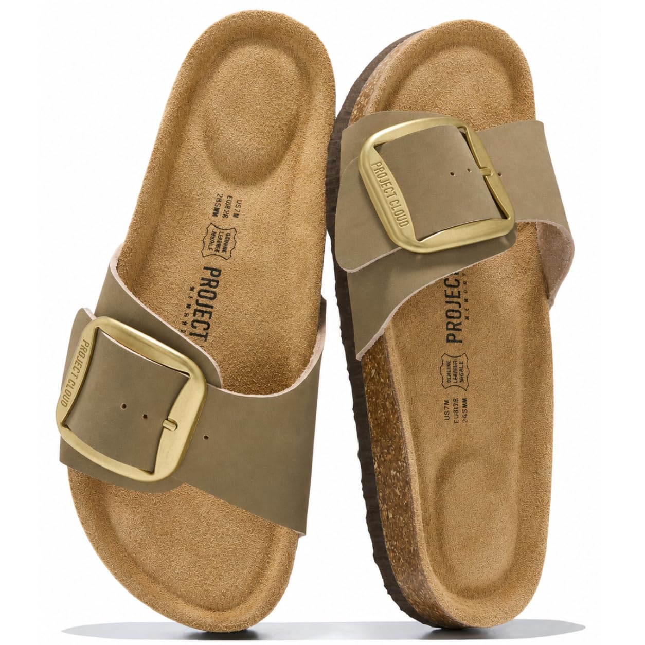 Project Cloud 100% Genuine Leather Sandals Women Dressy Beach Essentials Slides for Women Footwear - Lightweight with Memory Foam Insole Sandals for Women 2026 - Womens Slides