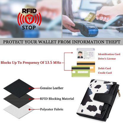 Airkit Small Wallet Women RFID Blocking Soft Leather Bifold Compact Card Holder Wallet for Women with Zipper Coin Pocket 4 ID Window