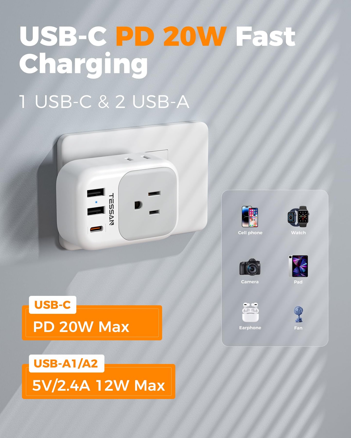 TESSAN 2 Pack European Travel Plug Adapter, Europe Power Converter
