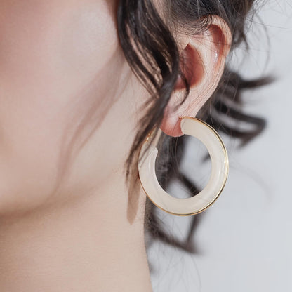 Chunky Gold Resin Hoop Earrings Leverback Statement Huggie Hoops Dangle Drop Dressy Earring Prom Festival Vacation Jewelry for Women