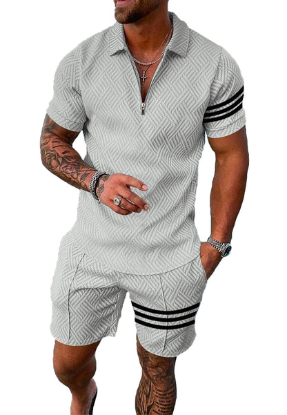 Mens Short Sets 2 Piece Outfits Polo Shirt Fashion Summer Tracksuits Casual Set Short Sleeve and Shorts Set for Men