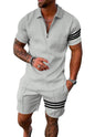 Mens Short Sets 2 Piece Outfits Polo Shirt Fashion Summer Tracksuits Casual Set Short Sleeve and Shorts Set for Men