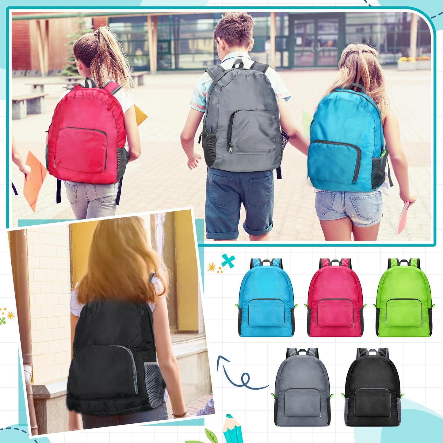 Jexine 10 Pcs Backpacks in Bulk 16.5 Inches Back Pack Basic Backpack for Adult Lightweight Outdoor Travel Book Bags(Sunny Pastel)