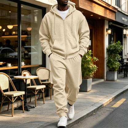Jogger Sweatpants Matching Outfit For Men 2 Piece Sweat Suits Full Zip Up Hooded Tracksuit Soft Fleece Set