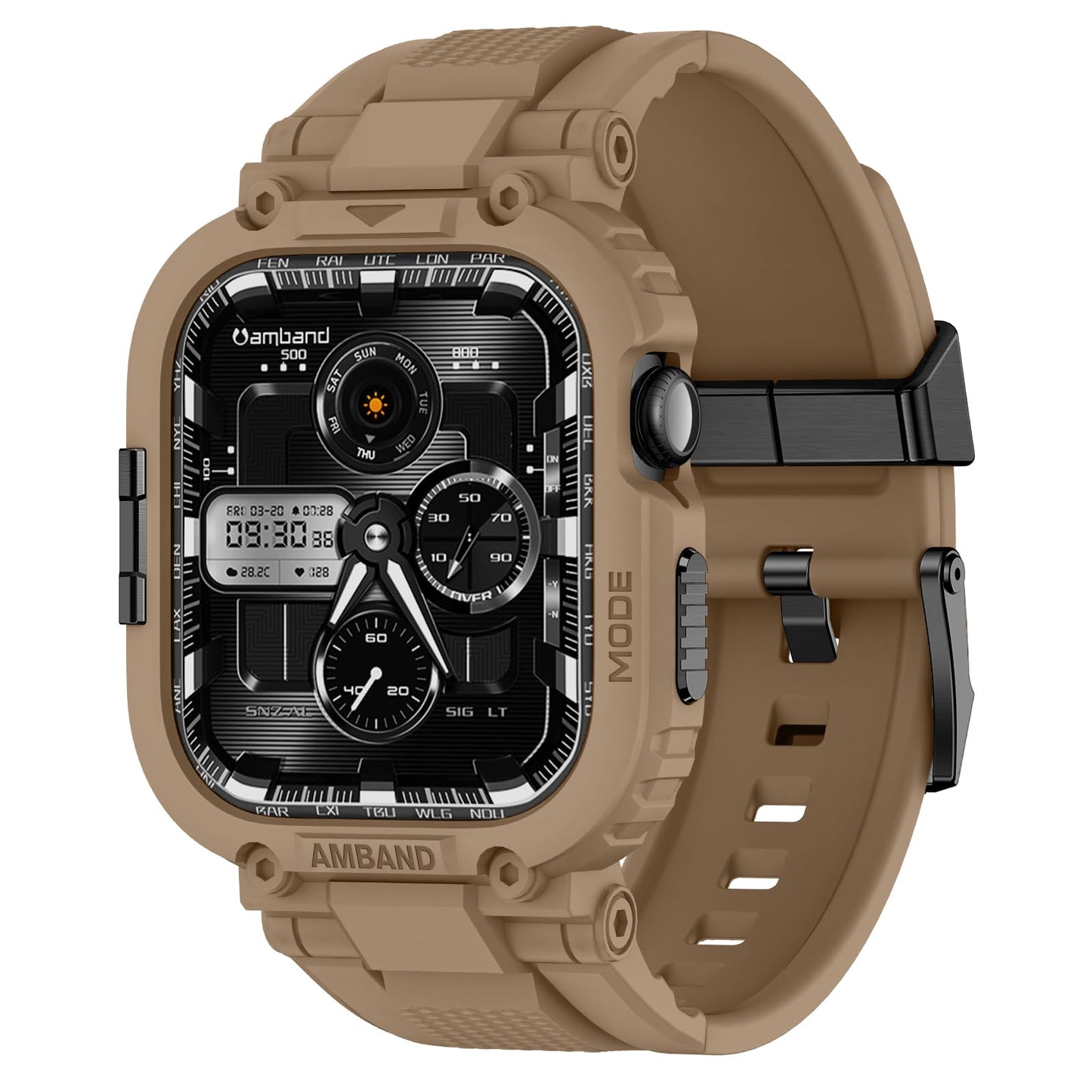 amBand Bands Compatible with Apple Watch 9/8/7 45mm, M1 Sport Series Rugged Case Protective Cover for iWatch 6/SE (3/2/1)/5/4/3 44mm Men Green