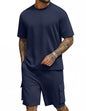 COOFANDY Men's Shirt and Shorts Set 2 Piece Fashion Summer Tracksuits Cotton Oversized T-Shirts Cargo Shorts Outfits