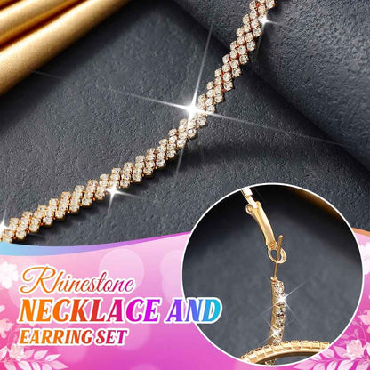 Unicra Black Jewelry Sets Rhinestone Necklace Hoop Earrings Bracelet Set Prom Formal Sparkly Costume Jewelry Sets for Women
