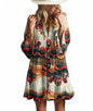 Opemiby Summer Dresses for Women 2026 Flowy Ruffle 3/4 Sleeve V Neck Tiered Casual Babydoll Boho Beach Mini Dress
