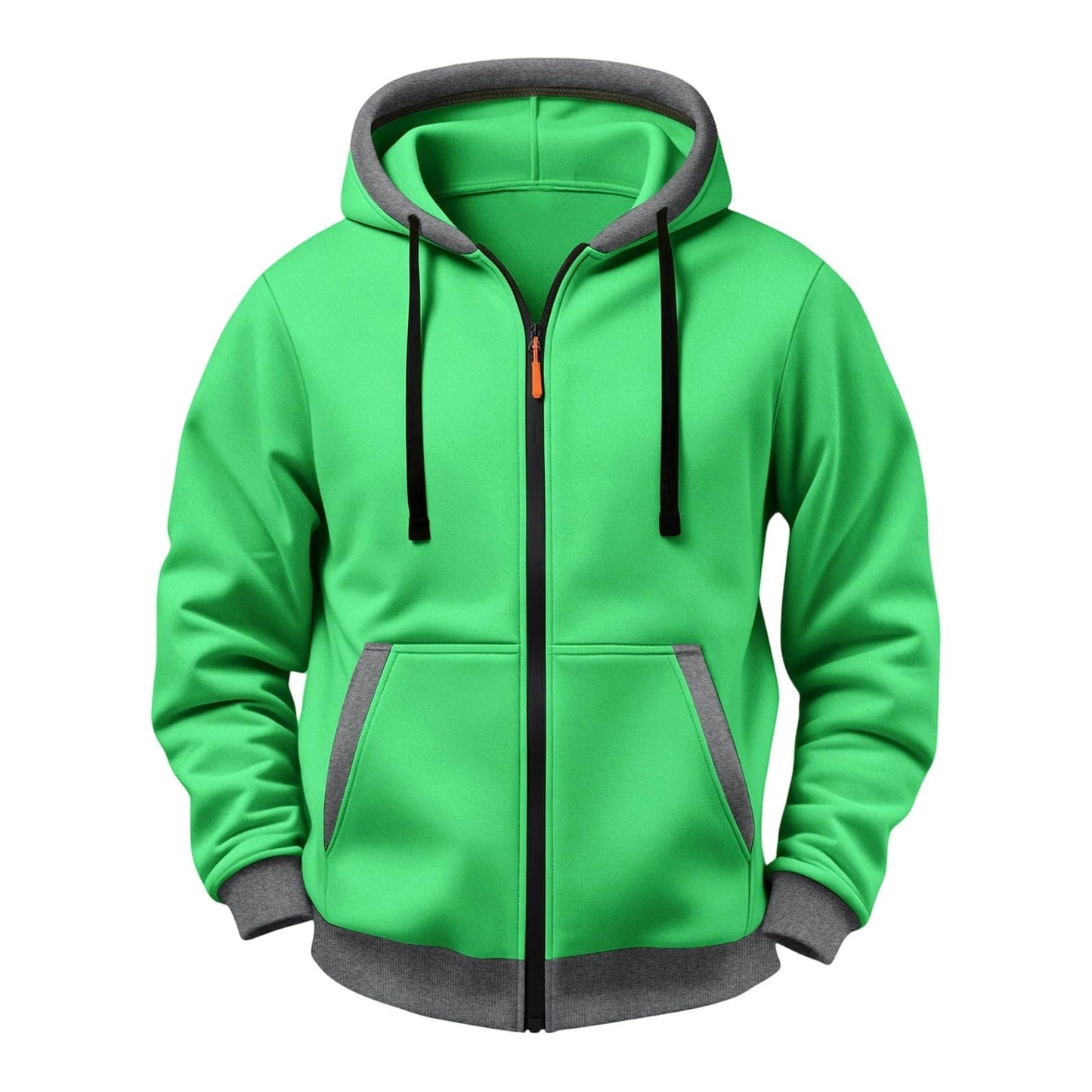 JOAU Men Casual Heavyweight Zip Long Sleeve Hooded Sweatshirt with Pockets | Fall Winter Thickened Warm Fashion Tops for Baggy Sweat Running Trendy Comfy Outdoor Travel Vacation Wear