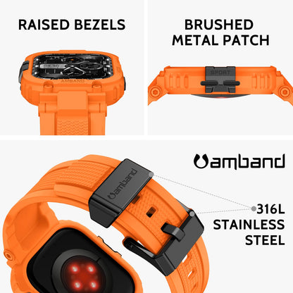 amBand Bands Compatible with Apple Watch 9/8/7 45mm, M1 Sport Series Rugged Case Protective Cover for iWatch 6/SE (3/2/1)/5/4/3 44mm Men Green