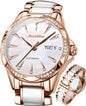 OLEVS Watches Women with Date Silver Stainless Steel Luxury Ladies Watches with Small Writs Diamond Watches for Women Waterproof Elegant Dress Quartz Analog Women's Wrist Watches Reloj de Mujer