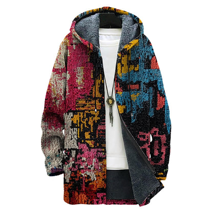 domirica Mens Hooded Cardigan Japanese Art Zip Up Long Sleeve Sweater Hoodie Dragon Print Coat with Pockets