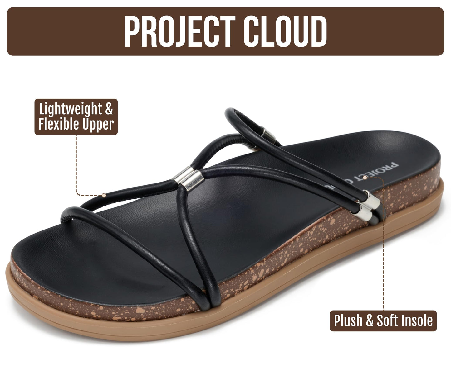 Project Cloud Summer Slides for Women 2026 with Plush and Soft Insole Womens Sandals Comfortable - Non-Slip and Lightweight Sandals Women Footwear